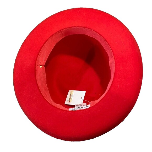NWT Vintage NORDSTROM 100% Wool Felt Hat Red Tartan Plaid Holiday Adult OS ITALY - Picture 6 of 9